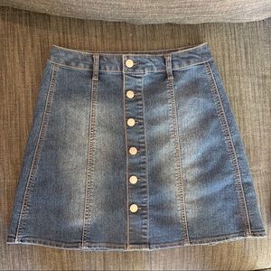 70s Style Button-up Denim Skirt